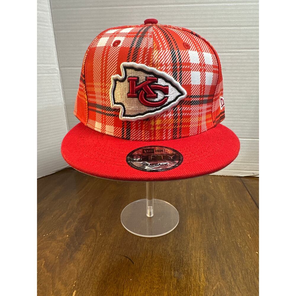 Kansas City Chiefs Hat adjustable White Red Plaid New Era NFL Football Cap New
